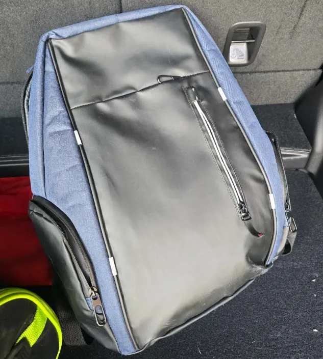 Blue Backpack with USB Charging Port
